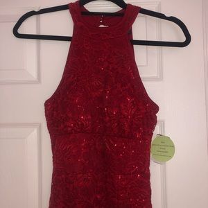 Red Sequin Prom Dress